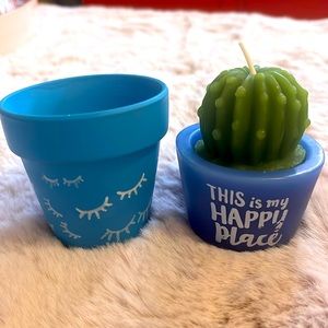 Cactus Candle & Mini Clay Planter Pot